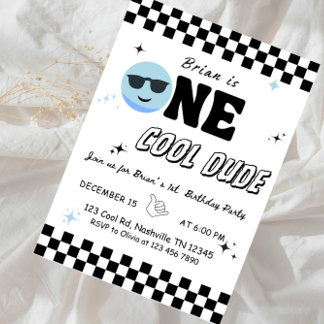 One Happy Dude • Cool & Fun 1st Birthday Boy Party Einladung