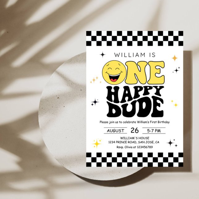 One Happy Dude - Fun 1st Birthday Boy Party Einladung (Von Creator hochgeladen)