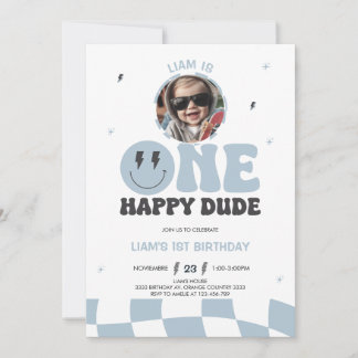 ONE HAPPY DUDE INVITATION, 1ST BIRTHDAY INVITATION EINLADUNG