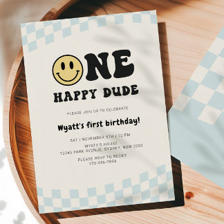 One Happy Dude Smiley 1st Birthday Einladung