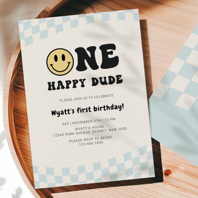 One Happy Dude Smiley 1st Birthday Einladung (Von Creator hochgeladen)