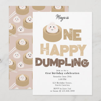 One Happy Dumpling Invite 1st First Birthday Cute Einladung