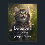 One Happy Fluffy Kitten - Glück & Crazyness Postkarte<br><div class="desc">Das kleine Kätzchen strahlt in der Wärme der Sonne, ihre Augen funkeln vor Freude und ein zufriedenes Lächeln auf ihrem Gesicht. Sie ist umgeben von der Schönheit der Natur, von den hohen schwingenden Gräsern in der sanften Brise bis zum süßen Duft von Blume in Blüte. Alles um sie herum ist...</div>