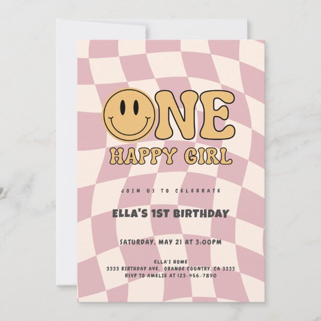 ONE HAPPY GIRL BIRTHDAY INVITATION  (Devant)