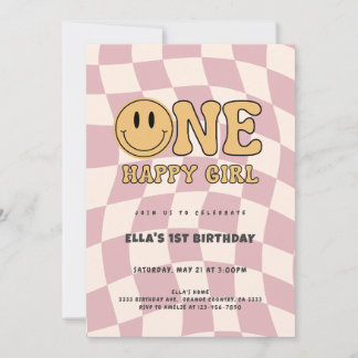 ONE HAPPY GIRL BIRTHDAY INVITATION  EINLADUNG