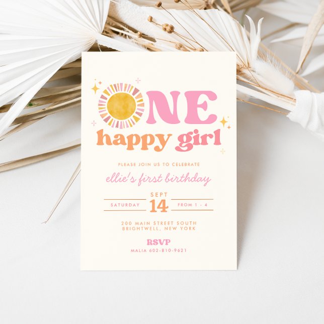 One Happy Girl Boho Sun Einladung zum ersten Gebur (Von Creator hochgeladen)