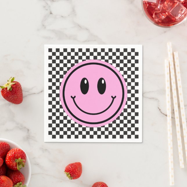 One Happy Girl Pink Happy Face Birthday Serviette (Beispiel)