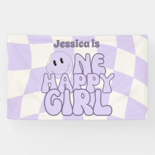 One Happy Girl Retro Pink 1. Geburtstagsparty Banner