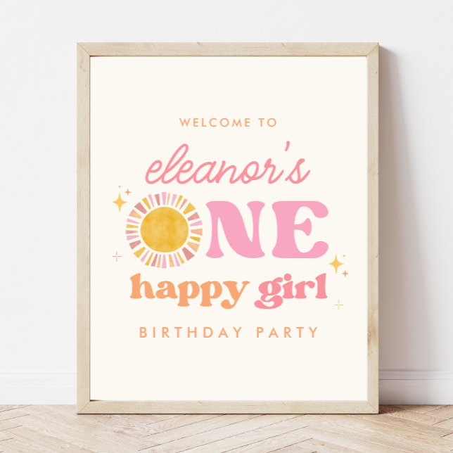 One Happy Girl Sun 1. Geburtstag Begrüßungszeichen Poster (Von Creator hochgeladen)