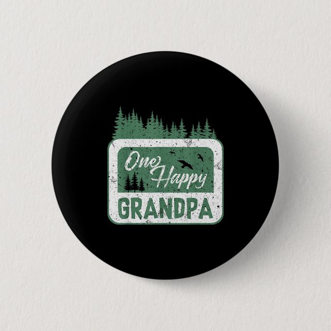 One Happy Grandpa Camper 1st Birthday Camng Bear  Button (Vorderseite)