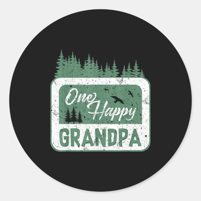One Happy Grandpa Camper 1st Birthday Camng Bear  Runder Aufkleber (Vorderseite)