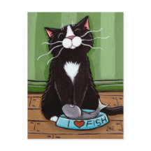 One Happy Kitty - Carte postale Art Chat