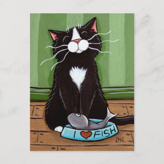 One Happy Kitty - Cat Art Postcard Postkarte (Vorderseite)