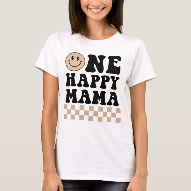 One Happy Mama in Tan T-Shirt (Vorderseite)