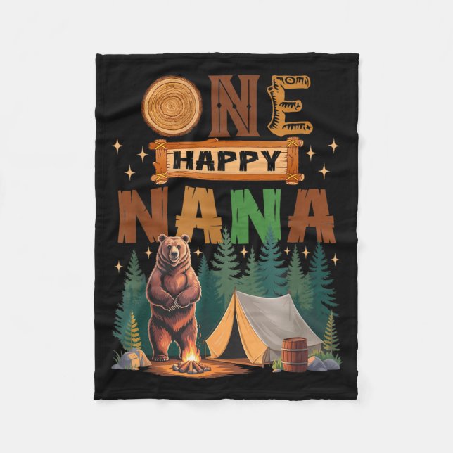 One Happy Nana Camper 1st Birthday Camng Bear  Fleecedecke (Vorderseite)