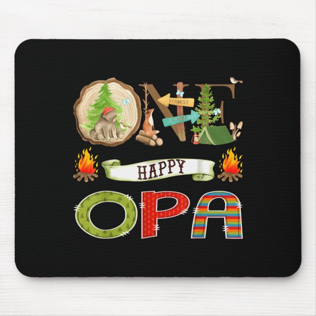 One Happy Opa Camper 1st Birthday Camng Bear  Mousepad (Vorne)