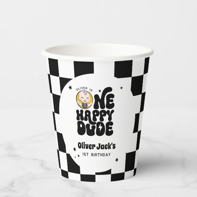 One Happy Typ 1. Geburtstag Pappbecher (Vorderseite)