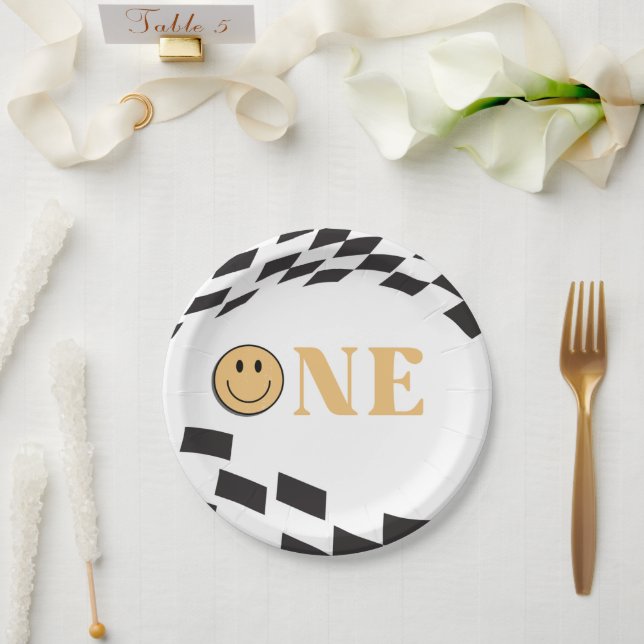 One Happy Typ 1. Geburtstag Pappteller (Hochzeit)