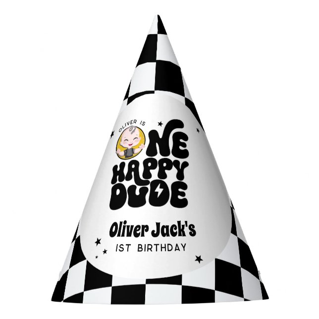 One Happy Typ 1. Geburtstag Partyhütchen (Vorderseite)