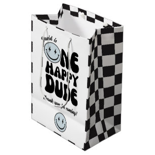One Happy Typ Blue Emoji Birthday Mittlere Geschenktüte