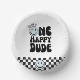 One Happy Typ Blue Happy Face Birthday Pappteller