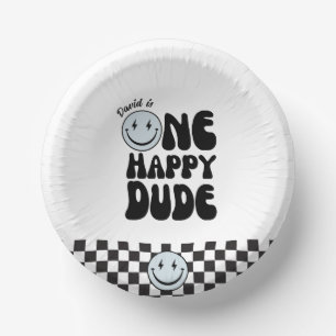 One Happy Typ Blue Happy Face Birthday Pappteller