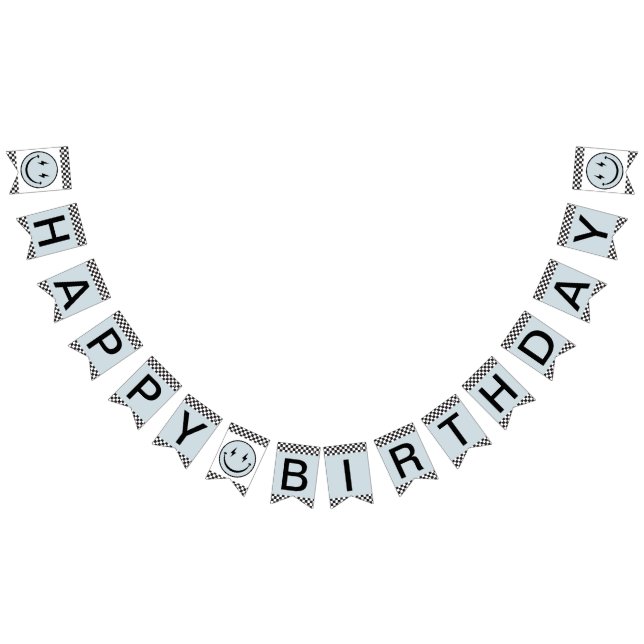 One Happy Typ Blue Happy Face Birthday Wimpelkette (Alle)