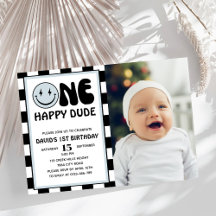 One Happy Typ Blue Happy Face Boy Birthday Foto