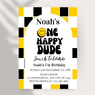 One Happy Typ Boy First Birthday Einladung