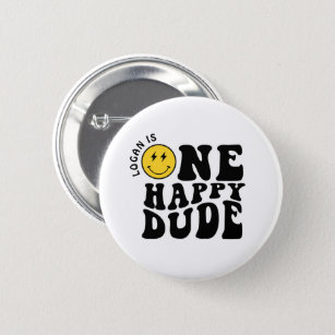 One Happy Typ Boy First Birthday Party Button