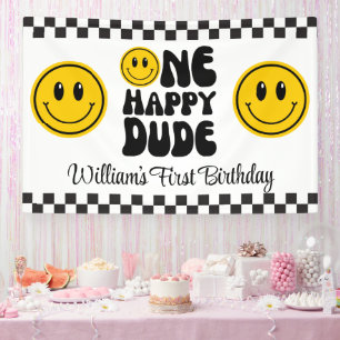 One Happy Typ Happy Face Birthday Banner