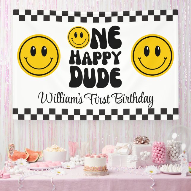 One Happy Typ Happy Face Birthday Banner (Party)