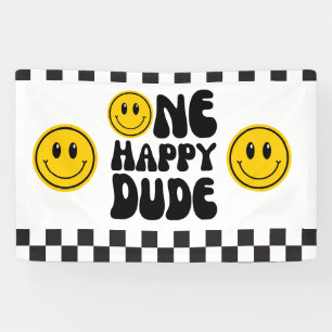 One Happy Typ Happy Face Birthday Banner