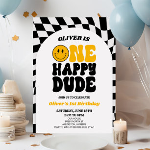 One Happy Typ Retro Arch Erster 1. Geburtstag Part Einladung