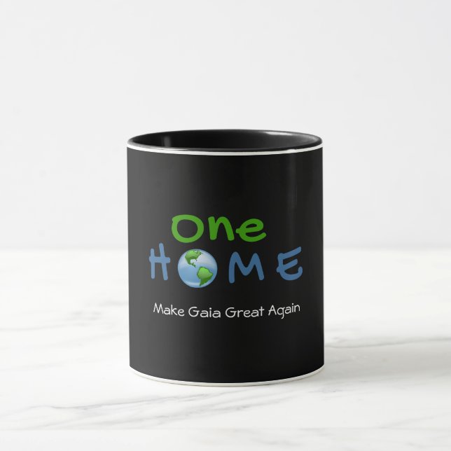 One Home Make Gaia Great Again Black Coffee Mug (Centre)