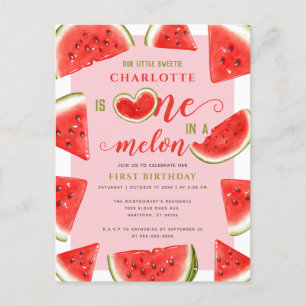 One In A Melon 1. Geburtstag Süße Wassermelone Pin Postkarte