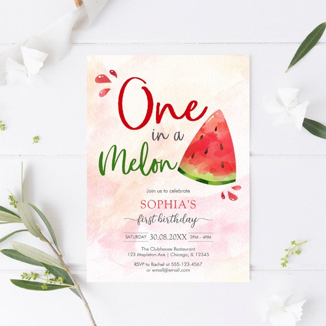 One In A Melon 1st Birthday Invitation (Créateur téléchargé)