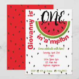 One in a Melon 1st Birthday Party Einladung