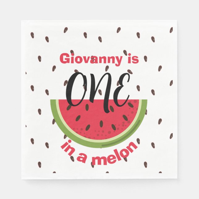 One in a Melon 1st Birthday Party Serviette (Vorderseite)