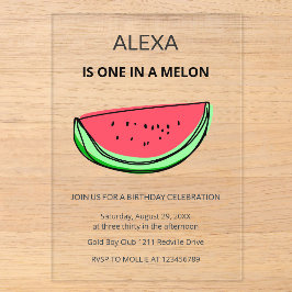 One in a Melon 1st Birthday Watermelon Birthday Acryleinladungen