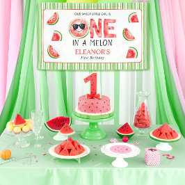 One in a melon 1st birthday watermelon party banner