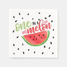 One In a Melon Birthday Napkin - Red Serviette