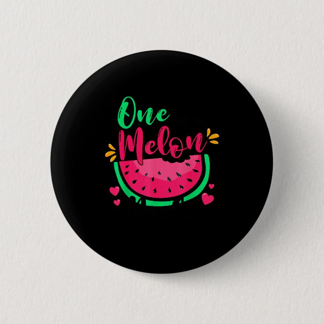 One In A Melon Dada Summer Birthday Party Matching Button (Vorderseite)