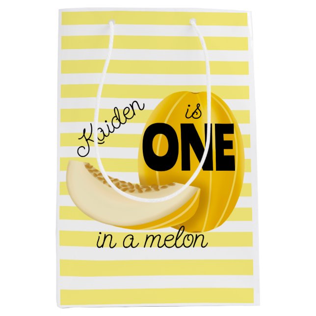 One in a Melon First 1st Birthday Party Mittlere Geschenktüte (Vorderseite)