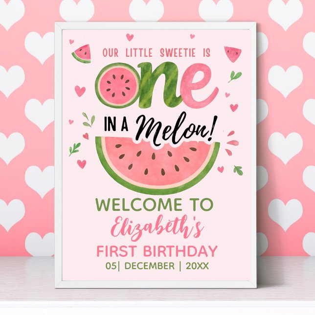 One in a Melon First Birthday Girl Party Poster (Von Creator hochgeladen)