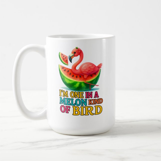 One in a Melon Flamingo - Funny Tropical Bird  Kaffeetasse (Links)