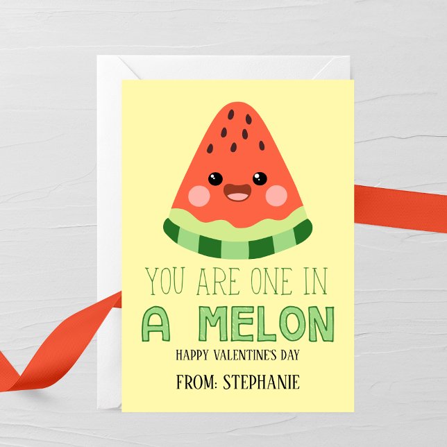 One in a Melon Kids Valentine Card Mitteilungskarte (Von Creator hochgeladen)