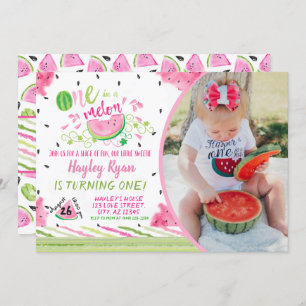 One In a Melon Photo 1er anniversaire Invitation