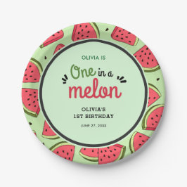 One in a Melon Summer Watermelon 1st Birthday  Pappteller