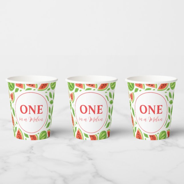 One In A Melon Watermelon Birthday Party Pappbecher (Multi)